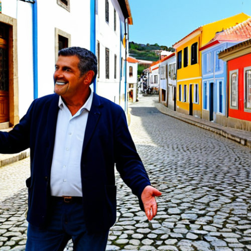 Home 12 **
A professional tour guide, fully clothed in modest and appropriate attire (such as a smart-casual outfit with comfortable walking shoes), stands in a traditional Portuguese village, gesturing towards a local artisan demonstrating their craft. The background shows colorful houses and a friendly atmosphere. The scene emphasizes cultural exchange and respect for local traditions. Safe for work, professional, perfect anatomy, correct proportions, well-formed hands, natural pose, appropriate content, family-friendly.
**