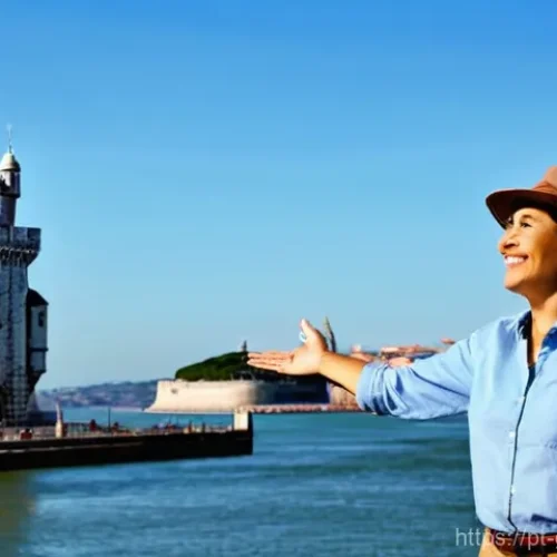 여행안내사로 전직할 때 고려할 점 - **Prompt:** A charismatic female tour guide, dressed in practical yet stylish travel attire (e.g., a...